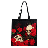 Sac shopping épaule tête de mort roses