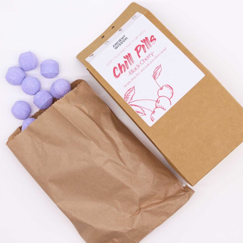 Coffret cadeau de pilules pétillantes pour le bain aux cerises noires