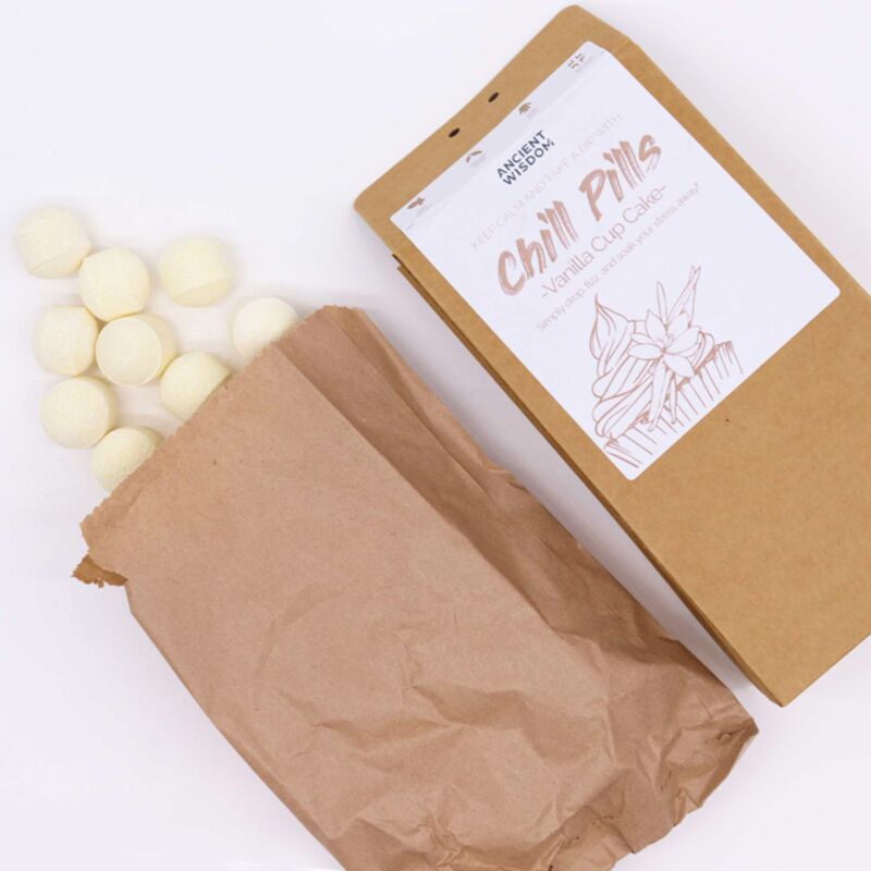 Bombes de bain cupcake à la vanille, boîte-cadeau de pilules fizz chill