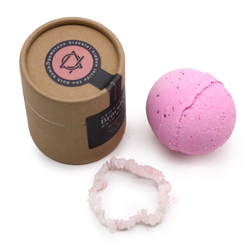 Bracelet quartz rose bombe de bain beurre de karité bergamote