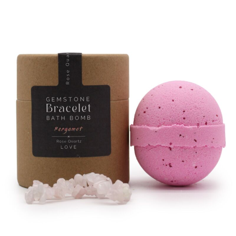 Bracelet quartz rose bombe de bain beurre de karité bergamote