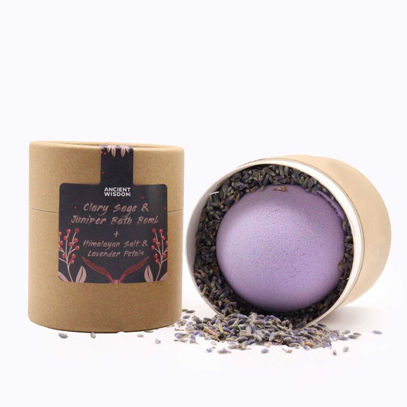 Coffret cadeau de bombes de bain à la sauge sclarée (sauge sclarée) au genévrier de l'Himalaya
