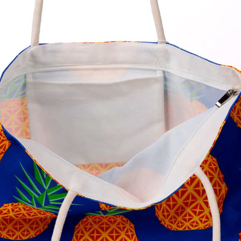 Sac de plage en toile imprimé ananas