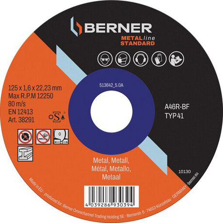 Berner meule metalline standard plate 125x1.0x22.23mm