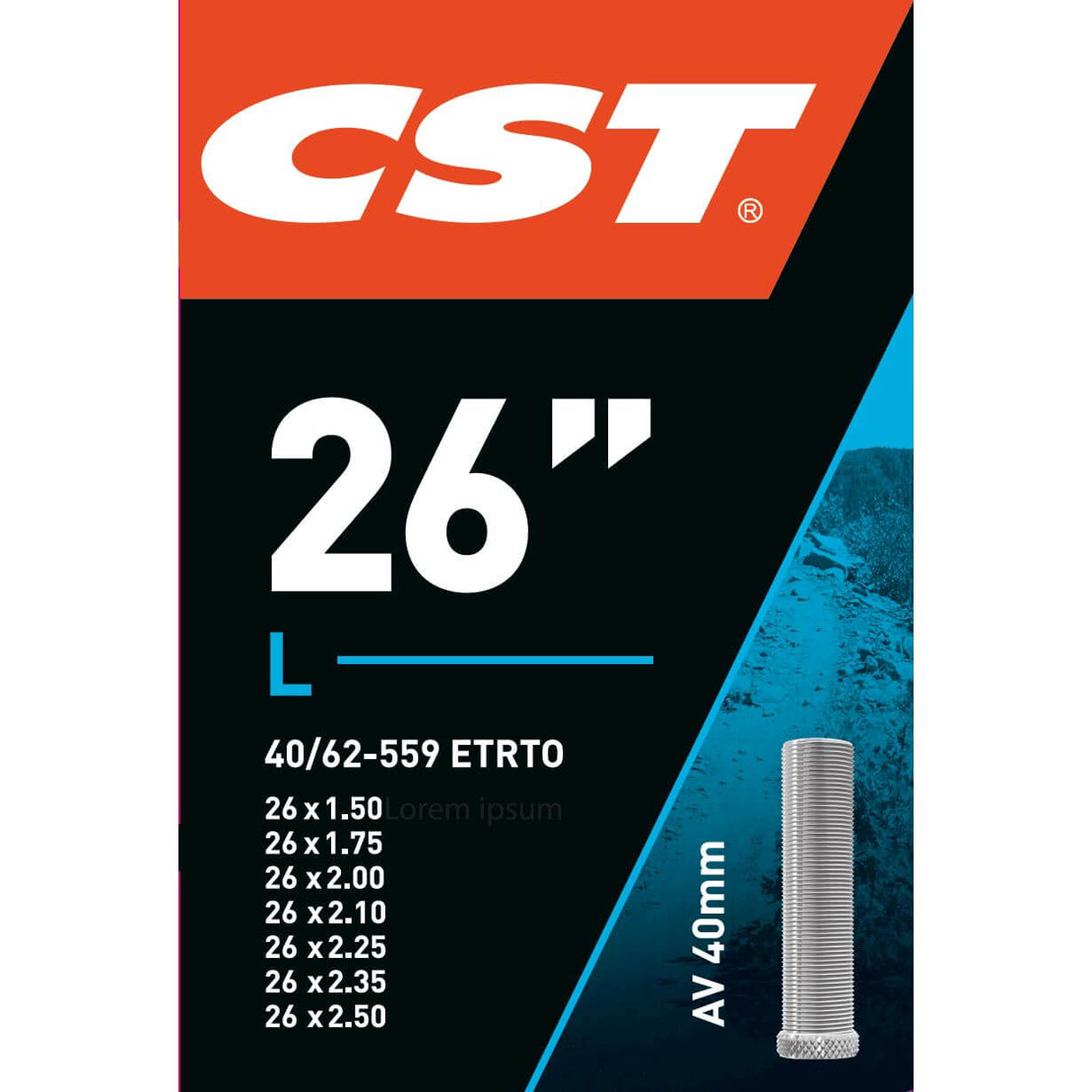 CST Inner Tube AV13 26 pouces 40 62-559 AV 40 mm 071301