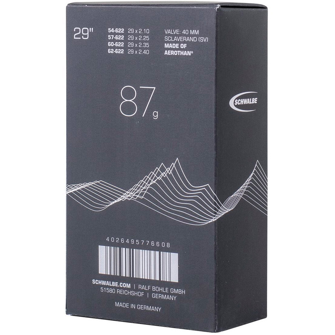 Tube intérieur de Schwalbe SV19E Aerothan 54 62-622 IB 40mm