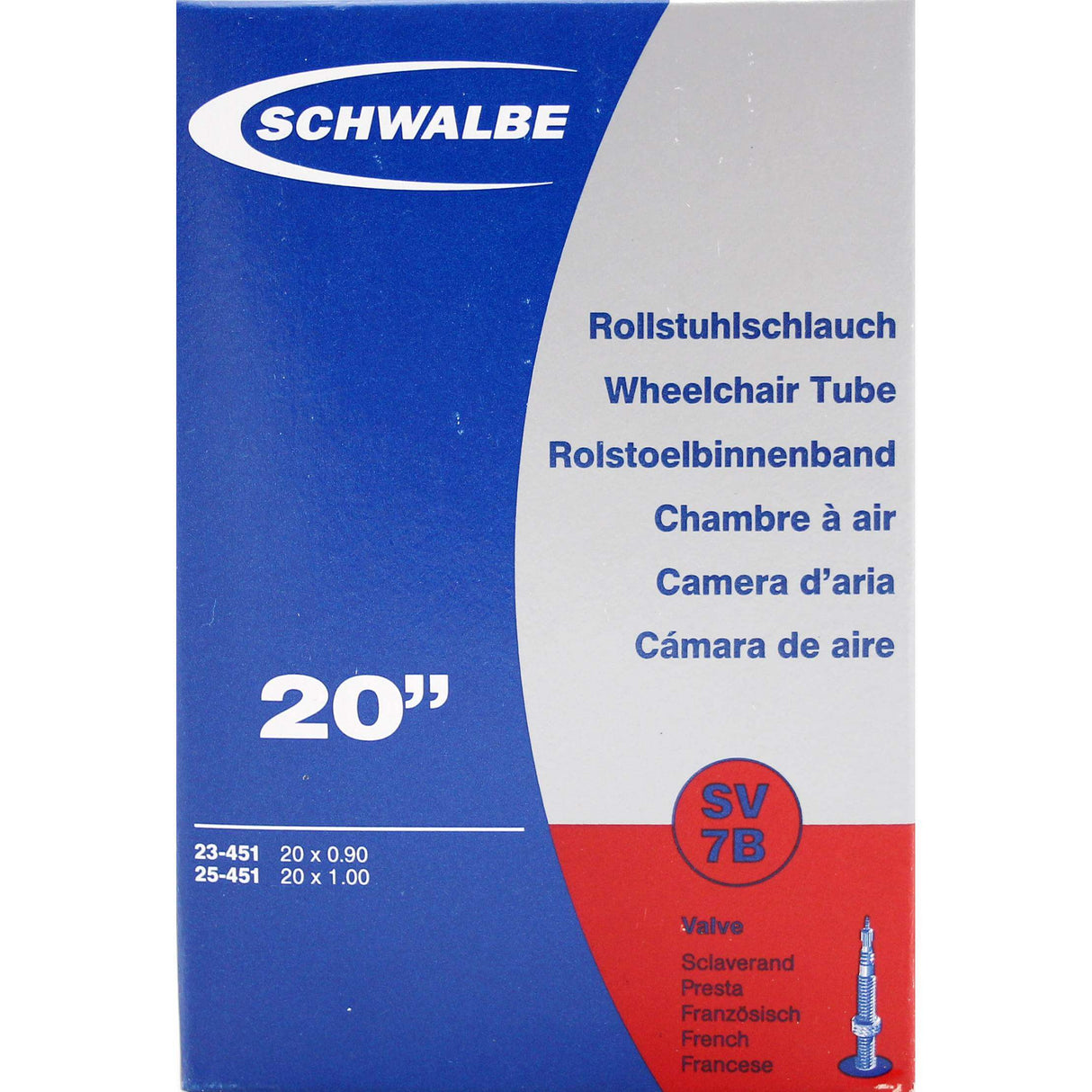 Schwalbe Wewnętrzna rurka FV SV7B 20 wąska 23 25-451 (dodatkowe światło)