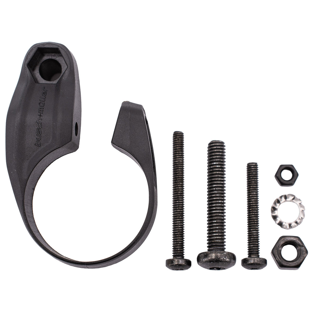 Busch Muller Busch Müller, accessoires d'éclairage, support de guidon en plastique, noir, monobras, pour 31,8–35 mm avec vis et écrous, sachet en polyéthylène