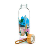 Volkswagen van vw t1 vagues 500ml bouteille d'eau en verre durable couvercle en bambou