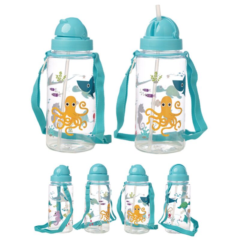 Animaux marins durable sans BPA 450 ml bouteille d'eau pour enfants avec paille