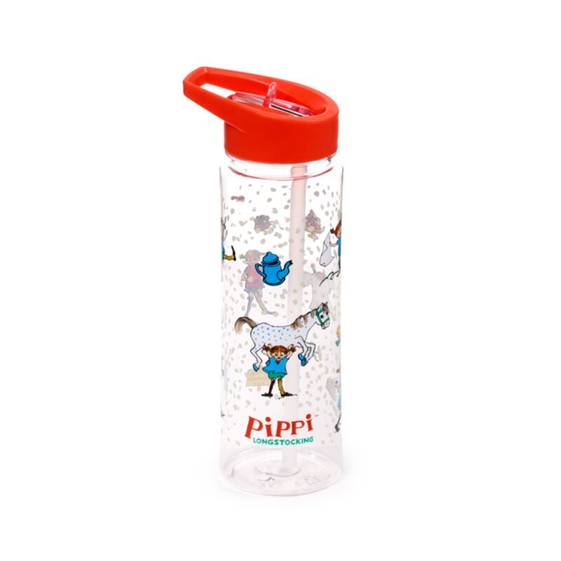 Bouteille d'eau écologique Pippi Brindacier 550 ml avec paille rabattable