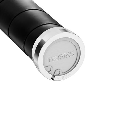 Poignées fines en cuir Brooks (100+130 mm) - noires