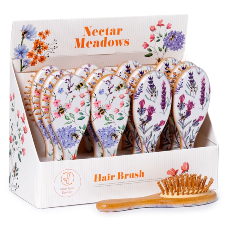 Brosse à cheveux florale 100% bambou Nectar Meadows