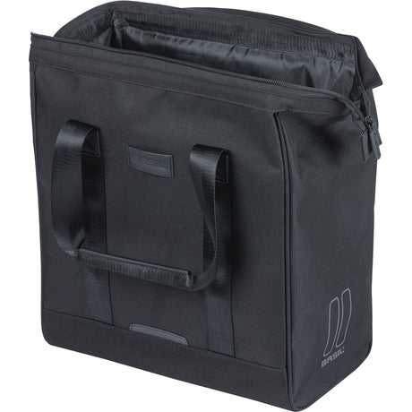 Basil sac grand vélo shopper noir | crochets micro | 23l