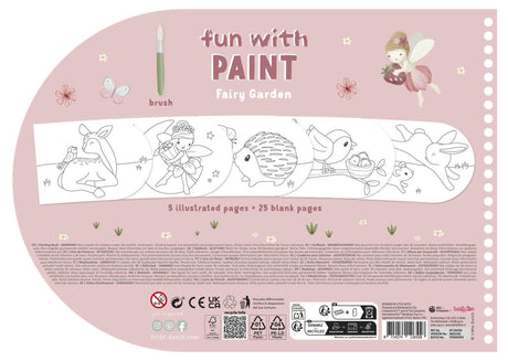 Petit livre de peinture hollandais jardin de fées - livre de dessin et de peinture, comprenant un pinceau et 4 couleurs de peinture - enfant en bas âge - livre de vacances - jouets 3 ans