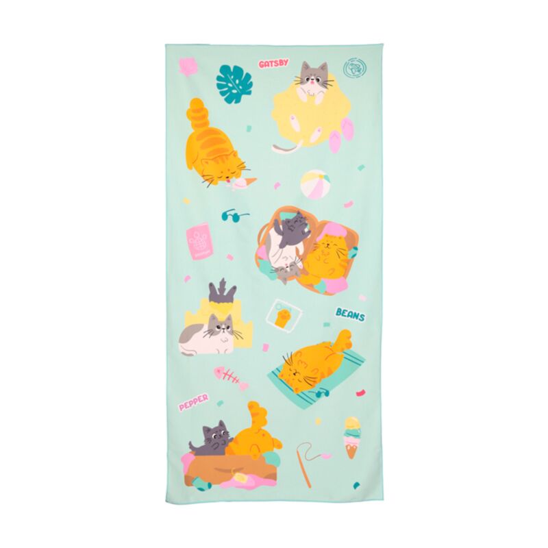 Serviette de plage en microfibre chats Beans Co