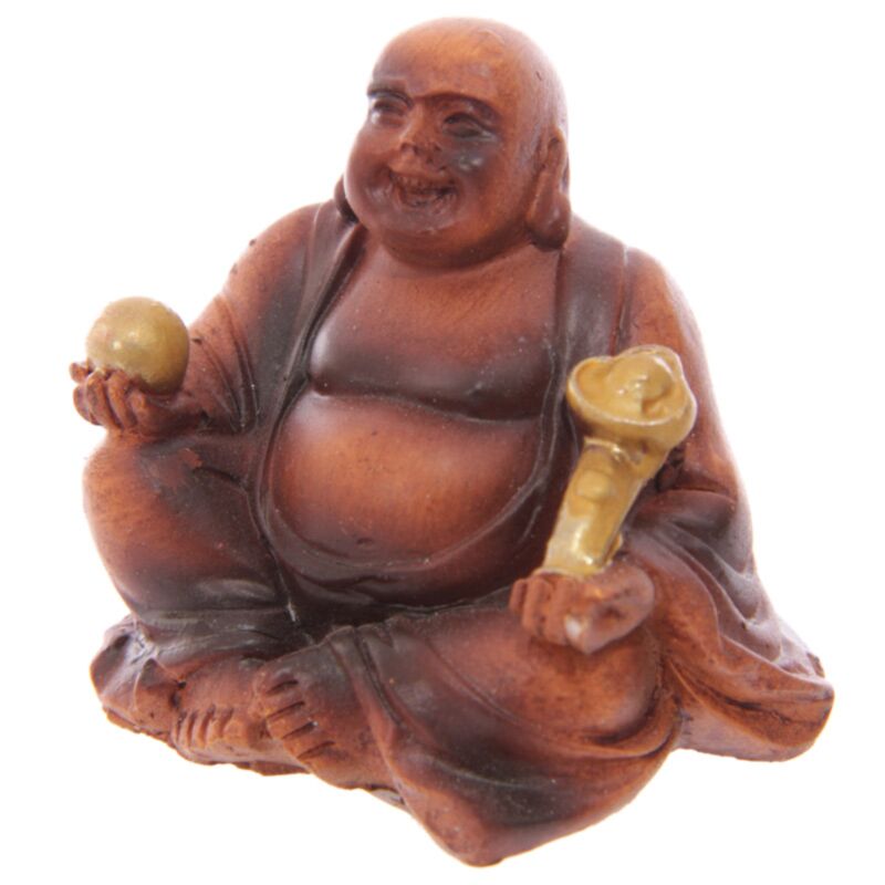 Mini Bouddha rieur chinois effet bois