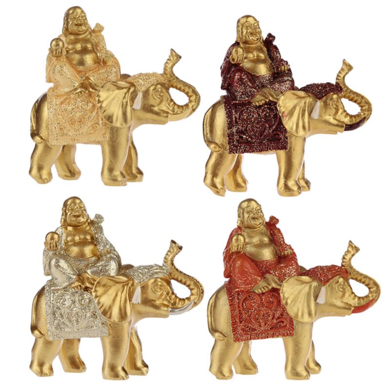 Bouddha rieur chinois, éléphant scintillant assis