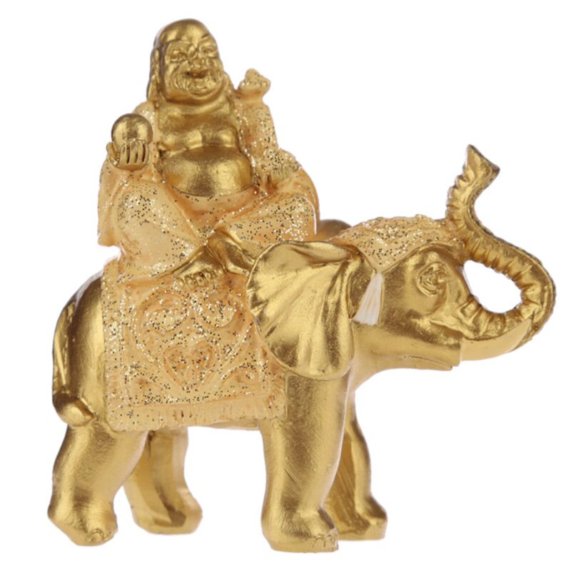 Bouddha rieur chinois, éléphant scintillant assis