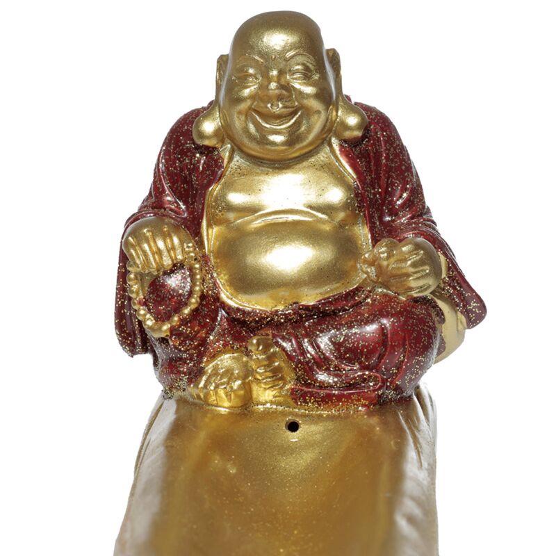 Mini porte-encens Bouddha rieur chinois à paillettes