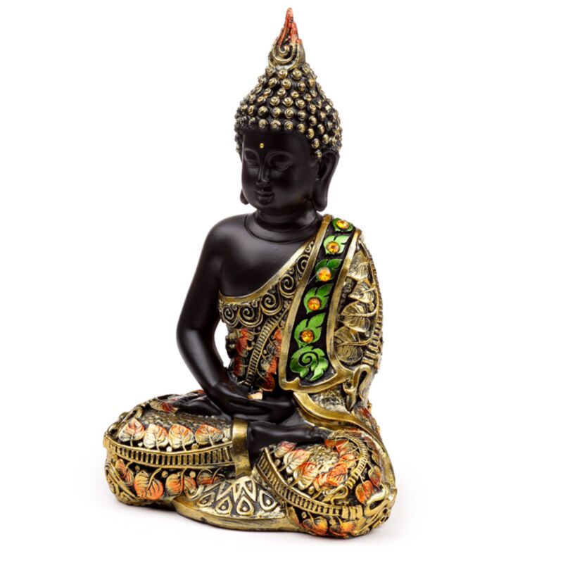 Contemplation du Bouddha thaïlandais orange noir