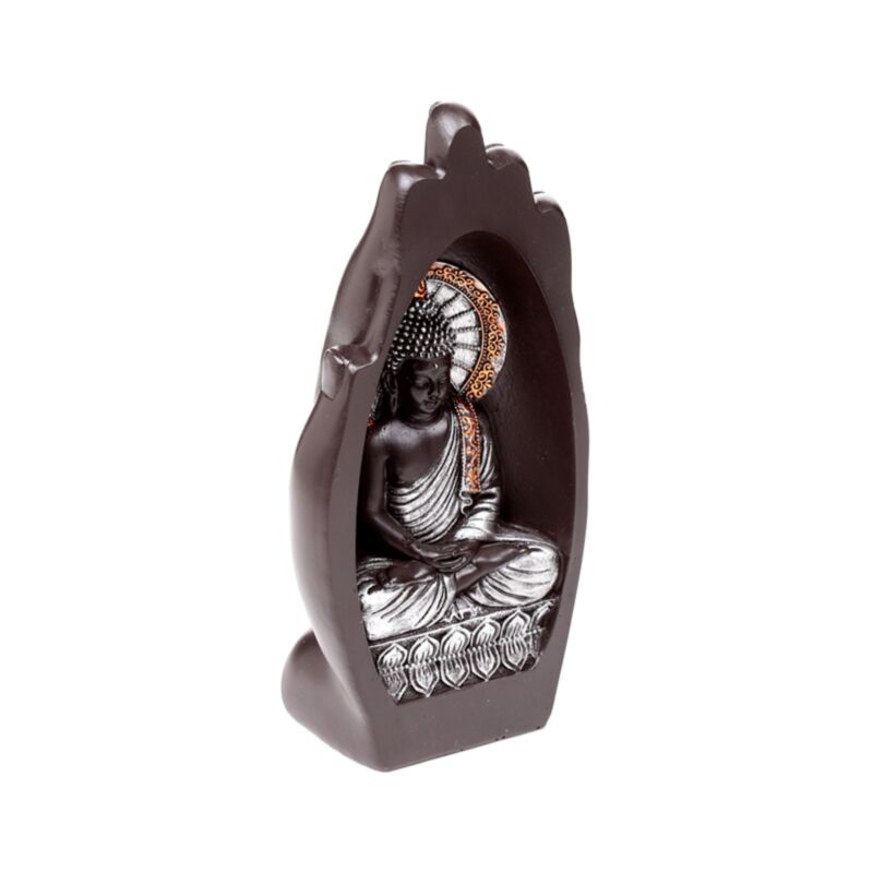Bouddha noir en forme de main argenté