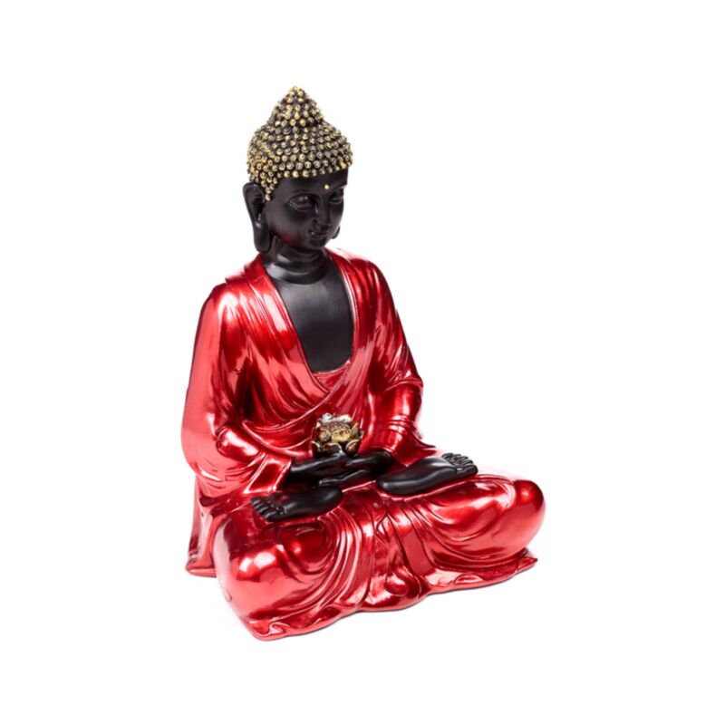 Contemplation du Bouddha thaïlandais en or rouge et noir