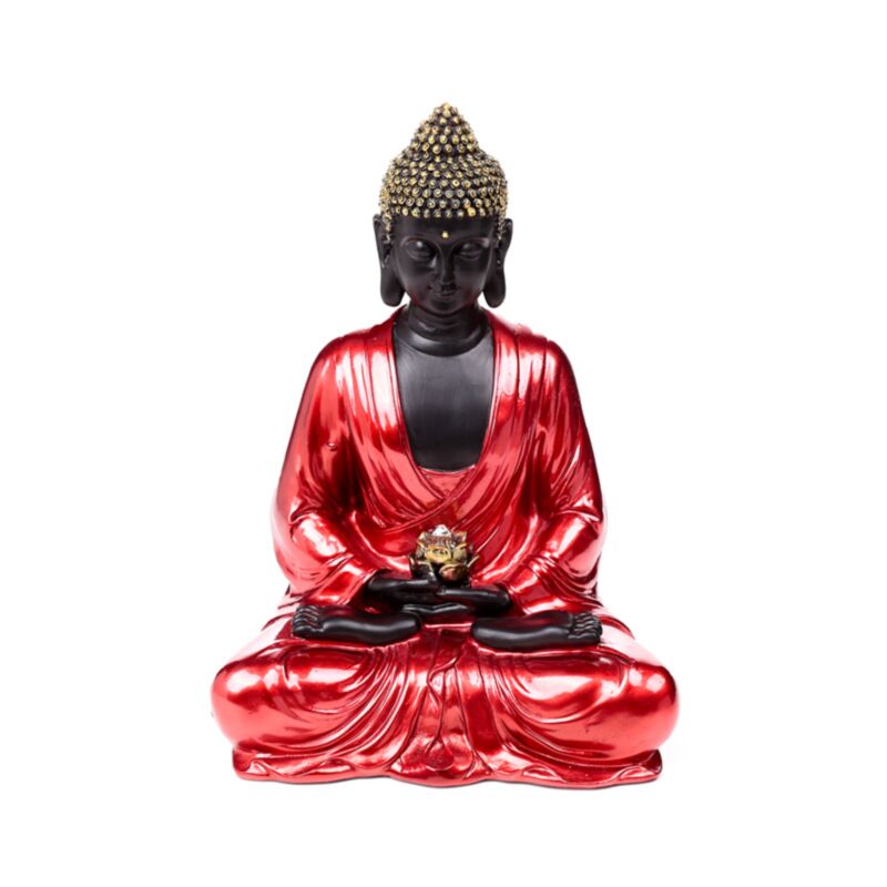Contemplation du Bouddha thaïlandais en or rouge et noir