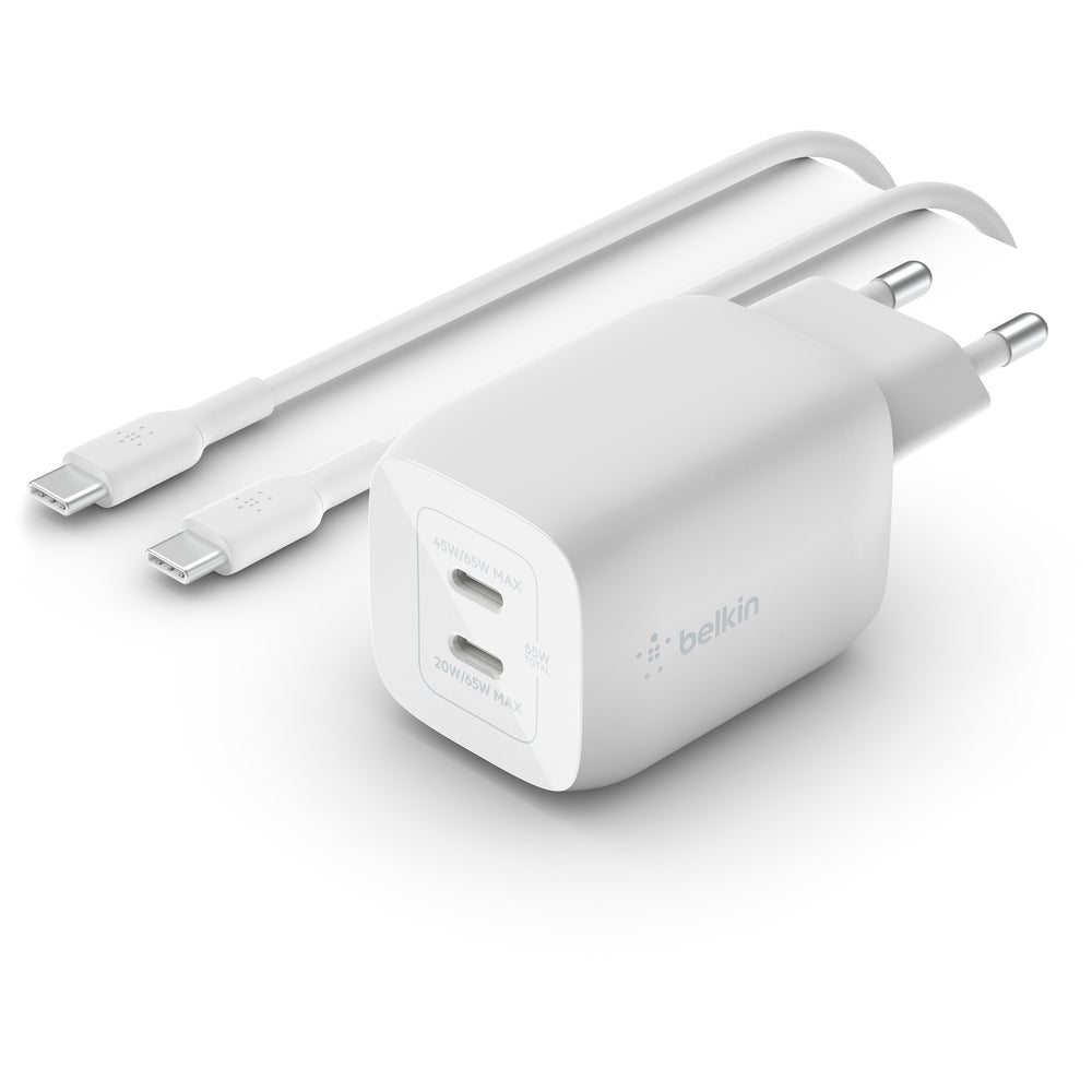 Belkin Boostcharge 2-POORT USB-C GAN-WALLADER avec P