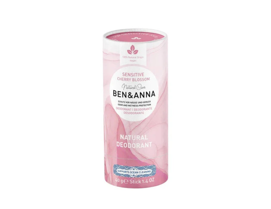 Déodorant Ben Anna en tube papier - sensible - fleur de cerisier - 40 grammes