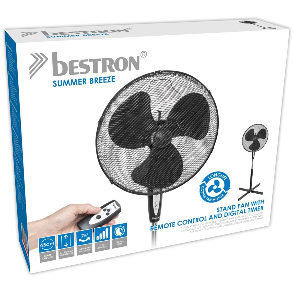 Bestron ASV45ZR StatEfVentilator avec télécommande et