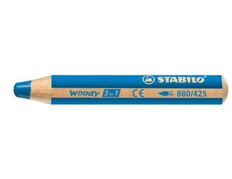 Crayon boisé Stabilo - 3 en 1 - bleu