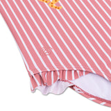 Lignes en gras | Maillot de bain anti-UV pour filles à rayures blanches et rouges