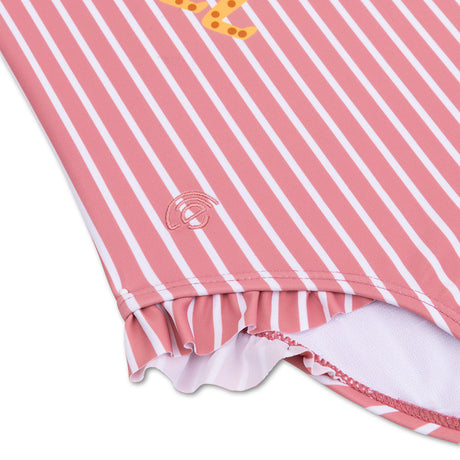 Lignes en gras | Maillot de bain anti-UV pour filles à rayures blanches et rouges