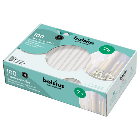 Bougie gothique professionnelle Bolsius blanche (100 pièces)