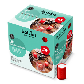 Recharge Bolsius rouge ø52x64 mm 30 heures (80 pièces)