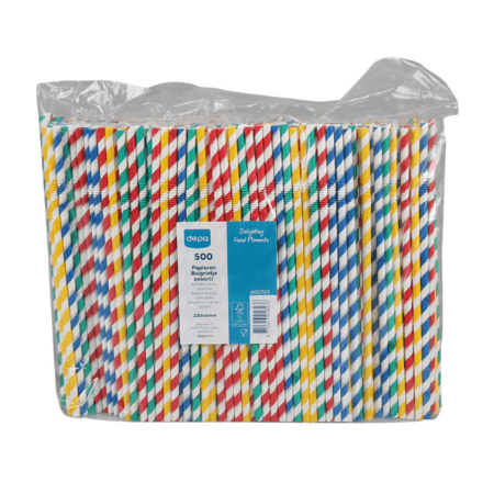 Paille à cintrer Depa papier assorti fsc 6x220 mm (500 pièces)