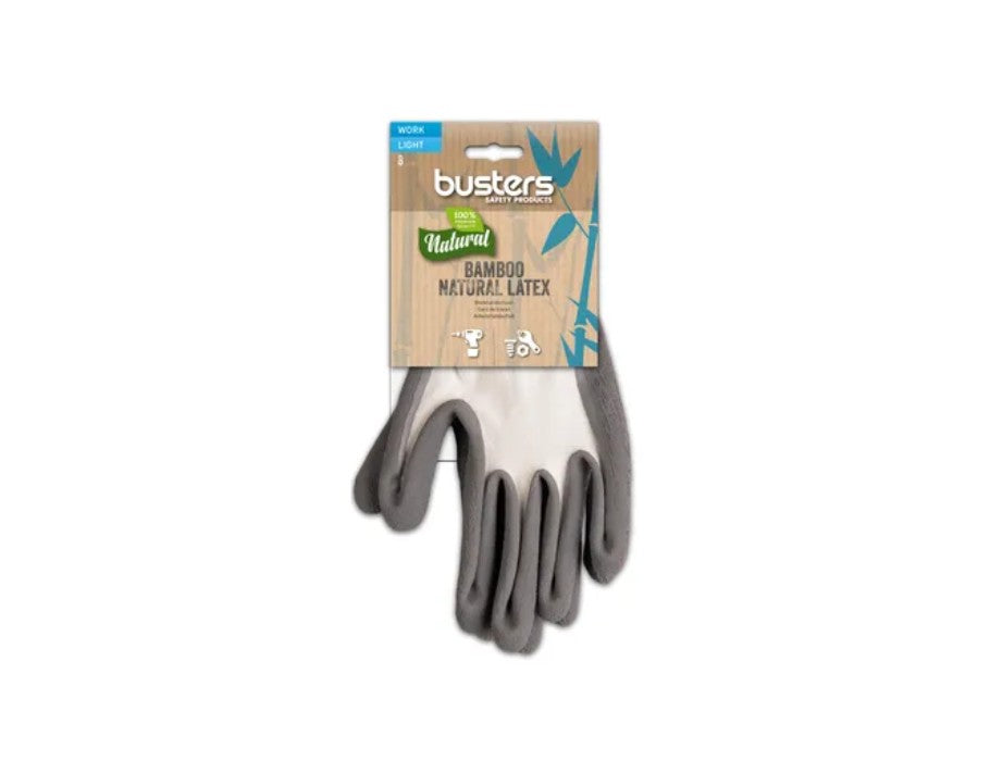 Busters Work Glove Light Bamboo Natural Latex Size 8