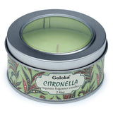 Bougie parfumée à la cire de paraffine Goloka citronnelle dans une boîte métallique