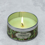 Bougie parfumée à la cire de paraffine Goloka citronnelle dans une boîte métallique