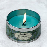 Bougie parfumée à la cire de paraffine et au romarin Goloka dans une boîte métallique