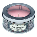 Bougie parfumée à la cire de paraffine Goloka Bouddha dans une boîte métallique