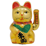Chat porte-bonheur maneki neko yeux ouverts 21cm
