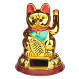 Figurine de pal solaire à cellule solaire Maneki Neko de couleur dorée, chat porte-bonheur