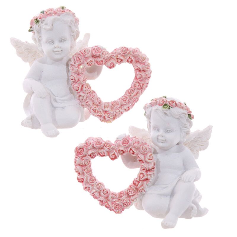 Coeur de roses roses chérubin