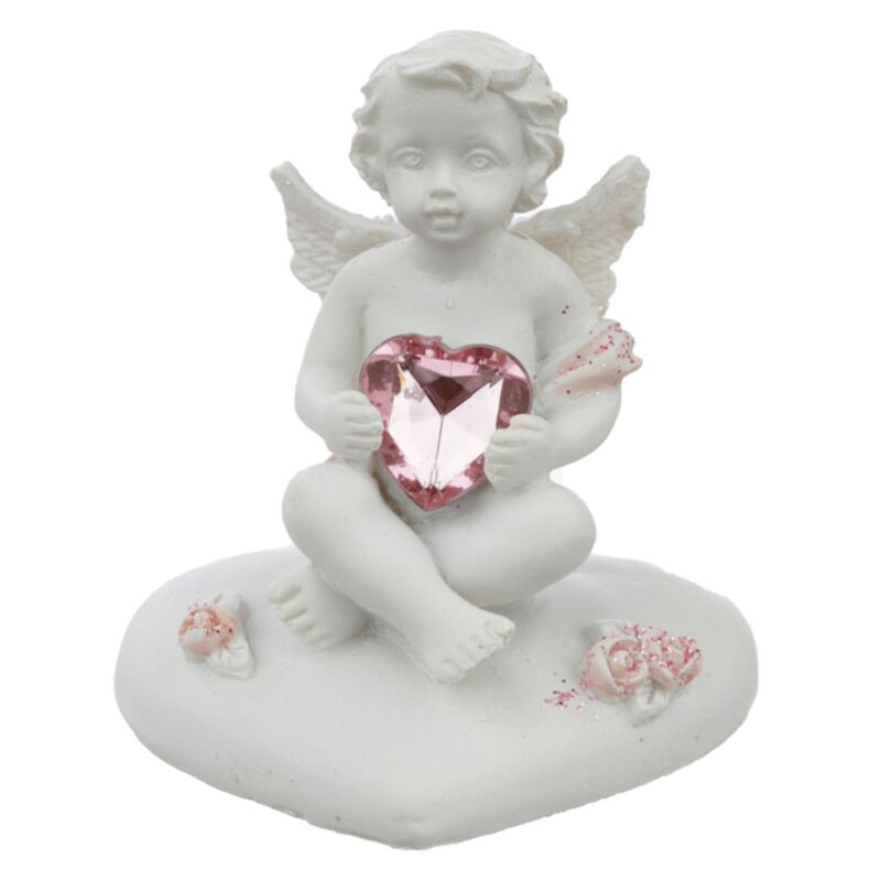 Paix du ciel coeur de la statue chérubin rose