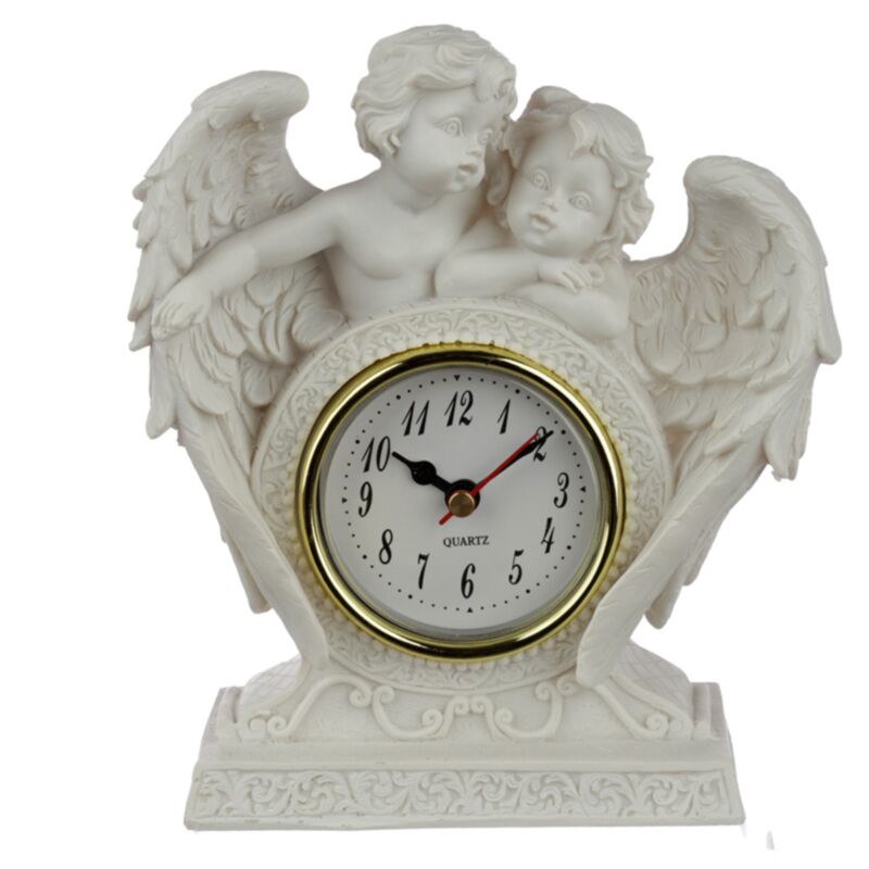 Pendule de manteau de chérubin d'amour sans fin de paix du ciel