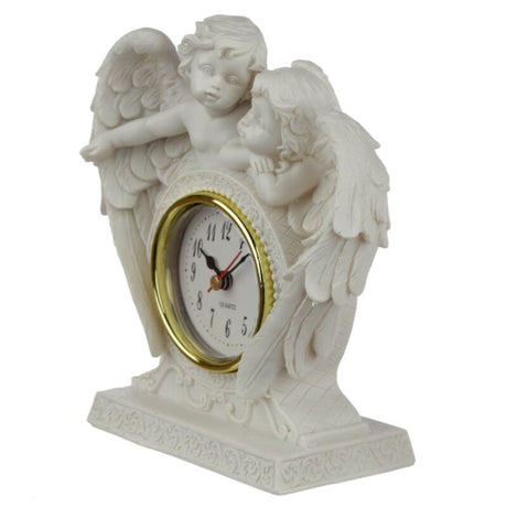 Pendule de manteau de chérubin d'amour sans fin de paix du ciel
