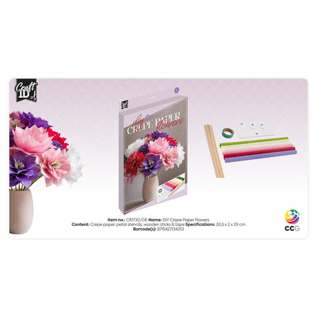 Ensemble de loisirs créatifs pour groupe de loisirs créatifs, fabrication de fleurs en crêpe 6 feuilles 20x25 cm | 4 pièces