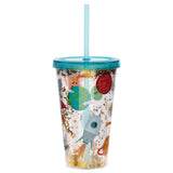 Tasse astronaute double paroi, couvercle paille